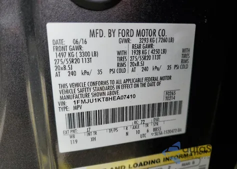 2017 Ford Expedition Limited из США, поврежденный, VIN 1FMJU1KT8HEA07410